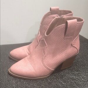 Pink Textured Ankle Boots